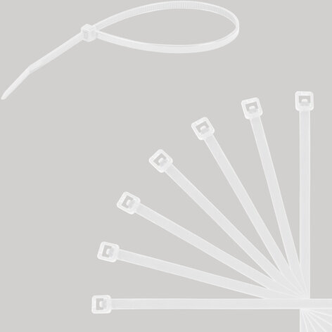 Стяжки (хомуты) нейлоновые сверхпрочные НАБОР 150 шт. (2,5х100/150 мм; 3,6х200 мм), белые, SONNEN, 607927