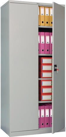 Шкаф металлический офисный BRABIX "MK 18/91/37", 1830х915х370 мм, 45 кг, 4 полки, разборный, 291135, S204BR180102