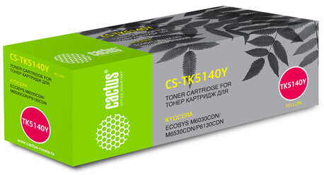 Тонер-картридж CACTUS (CS-TK5140Y) для KYOCERA Ecosys M6030cdn/M6530cdn, желтый, ресурс 5000 стр.