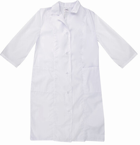 Халат медицинский женский белый, рукав 3/4, тиси, размер 48-50, рост 170-176, плотность ткани 120 г/м2, 610754