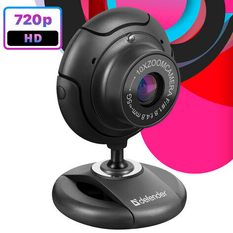 Веб-камера DEFENDER C-2525HD, 2 Мп, микрофон, USB 2.0, регулируемое крепление, черная, 63252