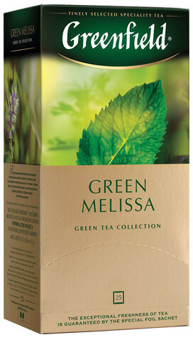 Чай GREENFIELD (Гринфилд) "Green Melissa", зеленый, 25 пакетиков в конвертах по 1,5 г