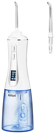 Ирригатор для полости рта KITFORT КТ-2913, портативный, емкость резервуара 0,35 л, 2 насадки, белый