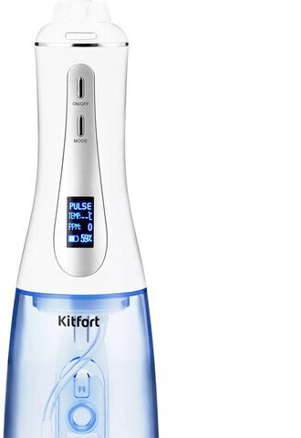 Ирригатор для полости рта KITFORT КТ-2913, портативный, емкость резервуара 0,35 л, 2 насадки, белый