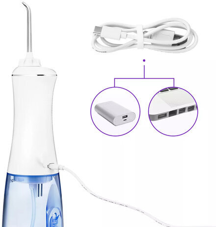 Ирригатор для полости рта KITFORT КТ-2913, портативный, емкость резервуара 0,35 л, 2 насадки, белый