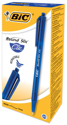 Ручка шариковая автоматическая BIC "Round Stic Clic", СИНЯЯ, корпус тонированный синий, узел 1 мм, линия письма 0,32 мм, 926376