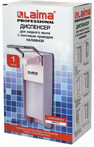 Дозатор локтевой для жидкого мыла и геля-антисептика, с еврофлаконом 1 л, LAIMA, металлический, 605706