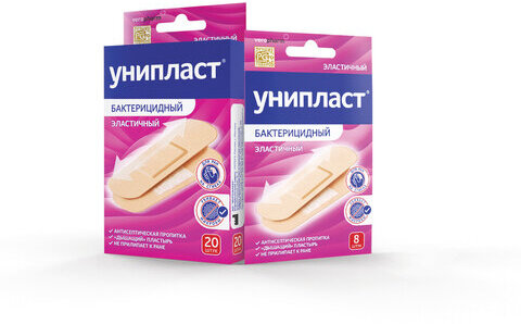 Набор лейкопластырей бактерицидных 20 шт. УНИПЛАСТ, 1,9х7,2 см, эластичные, 20024388