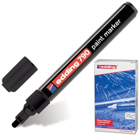 Маркер-краска лаковый EDDING "790", 2-4 мм, ЧЕРНЫЙ, круглый наконечник, пластиковый корпус, E-790/1
