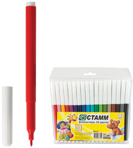 Фломастеры "Веселые игрушки", 18 цветов, вентилируемый колпачок, европодвес, ФВ05