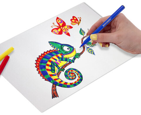 Фломастеры BRAUBERG "PREMIUM", 6 цветов, КЛАССИЧЕСКИЕ, вентилируемый колпачок, ПВХ-упаковка с европодвесом, 151933