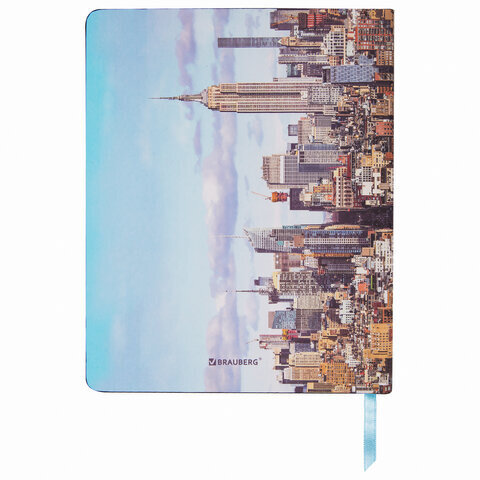 Тетрадь А5 (168х208 мм), 80 л., сшивка, клетка, под кожу, BRAUBERG VISTA, "New York", 403922