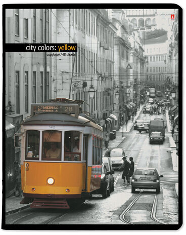 Тетрадь А5 48 л. АЛЬТ скоба, клетка, глянцевый лак, "Город и цвет" (5 видов), 7-48-1036