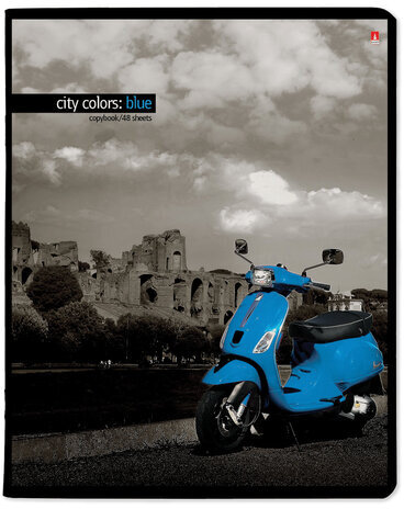 Тетрадь А5 48 л. АЛЬТ скоба, клетка, глянцевый лак, "Город и цвет" (5 видов), 7-48-1036