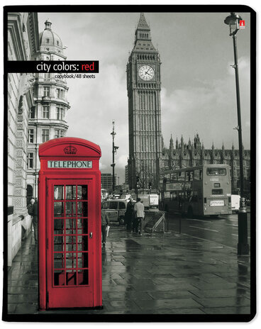 Тетрадь А5 48 л. АЛЬТ скоба, клетка, глянцевый лак, "Город и цвет" (5 видов), 7-48-1036