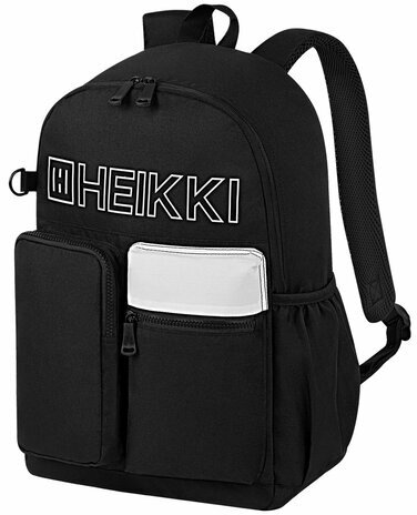 Рюкзак HEIKKI UNIQUE (ХЕЙКИ) универсальный, 6 карманов, черный с белыми вставками, 42х29х16 см, 272585