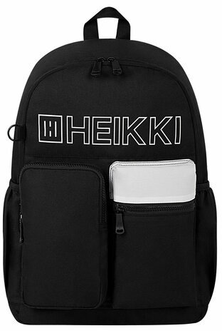Рюкзак HEIKKI UNIQUE (ХЕЙКИ) универсальный, 6 карманов, черный с белыми вставками, 42х29х16 см, 272585
