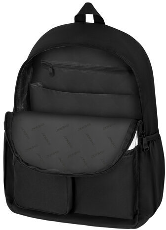 Рюкзак HEIKKI UNIQUE (ХЕЙКИ) универсальный, 6 карманов, черный с белыми вставками, 42х29х16 см, 272585