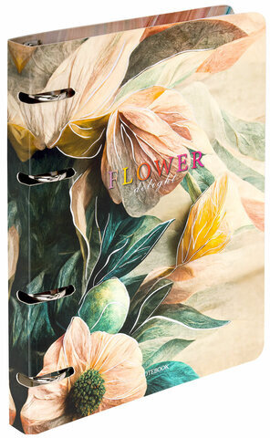 Тетрадь на кольцах А5 160х212 мм, 120 листов, картон, фольга, клетка, BRAUBERG, "Delicate flowers", 404737