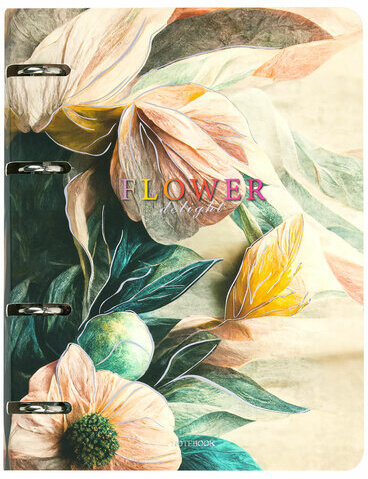 Тетрадь на кольцах А5 160х212 мм, 120 листов, картон, фольга, клетка, BRAUBERG, "Delicate flowers", 404737