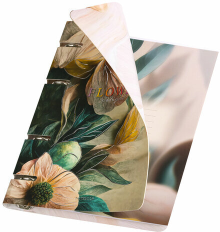 Тетрадь на кольцах А5 160х212 мм, 120 листов, картон, фольга, клетка, BRAUBERG, "Delicate flowers", 404737