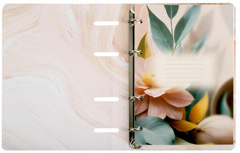 Тетрадь на кольцах А5 160х212 мм, 120 листов, картон, фольга, клетка, BRAUBERG, "Delicate flowers", 404737