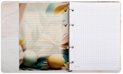 Тетрадь на кольцах А5 160х212 мм, 120 листов, картон, фольга, клетка, BRAUBERG, "Delicate flowers", 404737