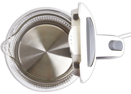 Чайник SONNEN KT-1792, 1,7 л, 2200 Вт, закрытый нагревательный элемент, стекло, белый, подсветка, 454348