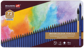 Карандаши художественные цветные акварельные, 72 цвета, 4 мм, металлический кейс, BRAUBERG ART PREMIERE, 181925