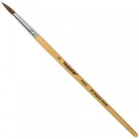 Кисть ПИФАГОР, ПОНИ, круглая, № 5, деревянная лакированная ручка, с колпачком, 200834