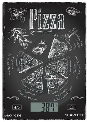 Весы кухонные SCARLETT SC-KS57P66, электронный дисплей, max вес 10 кг, тарокомпенсация, стекло