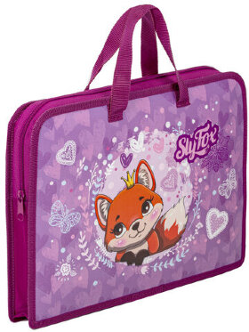 Папка на молнии с ручками ЮНЛАНДИЯ А4, 1 отделение, пластик, ширина 45 мм, "Sly fox", 270945