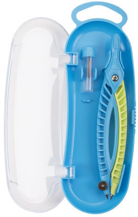 Готовальня ЮНЛАНДИЯ, 2 предмета: пластиковый циркуль 120 мм, грифель, пенал, 210656