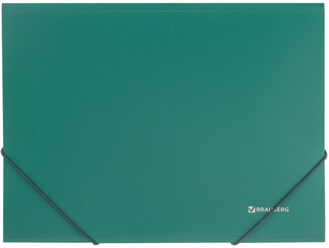 Папка на резинках BRAUBERG, стандарт, зеленая, до 300 листов, 0,5 мм, 221621