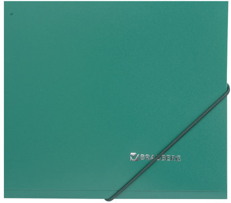 Папка на резинках BRAUBERG, стандарт, зеленая, до 300 листов, 0,5 мм, 221621