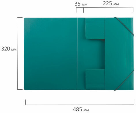 Папка на резинках BRAUBERG, стандарт, зеленая, до 300 листов, 0,5 мм, 221621