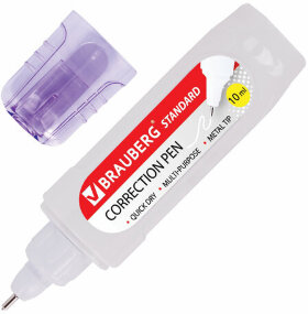 Ручка-корректор BRAUBERG, 10 мл, металлический наконечник, в упаковке с подвесом, 222059