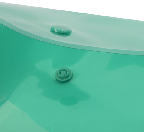 Папка-конверт с кнопкой BRAUBERG, А4, до 100 листов, прозрачная, зеленая, СВЕРХПРОЧНАЯ 0,18 мм, 224810