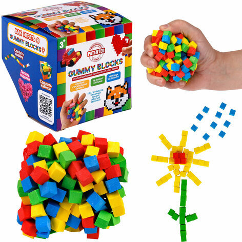 Конструктор-пластилин "GUMMY BLOCKS", разноцветные детали, 4 цвета, 1TOY, Т23937