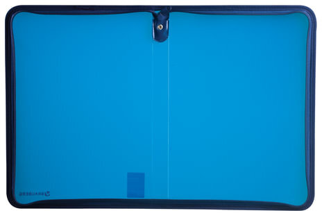 Папка на молнии пластиковая, А4, объемная, 335х240х20 мм, тонированная синяя, BRAUBERG, Россия, 226035