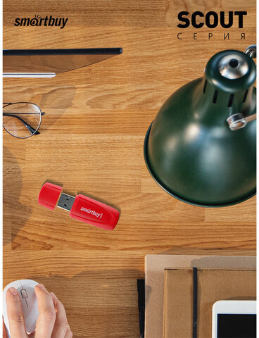 Флеш-диск 16 GB SMARTBUY Scout USB 2.0, красный, SB016GB2SCR