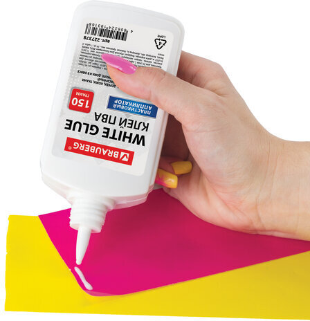 Клей ПВА BRAUBERG (бумага, картон, дерево), 150 г, 227378