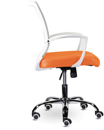 Кресло BRABIX "Wings MG-306", пластик белый, хром, сетка, серое/оранжевое, 532011