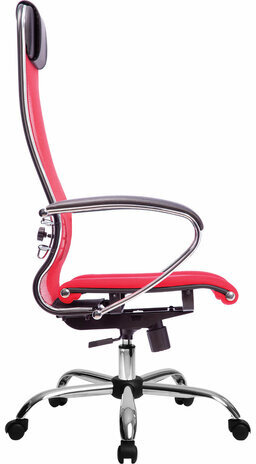 Кресло офисное МЕТТА "К-3" хром, ткань-сетка, сиденье и спинка регулируемые, красное
