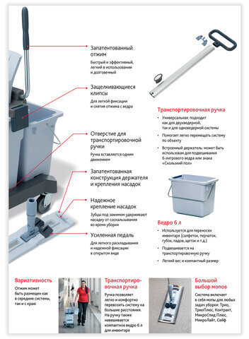 Тележка уборочная VILEDA "УльтраСпидПро", 2 съемных ведра 25 л + 10 л, платформа, с ручкой, туннельный отжим, 147209