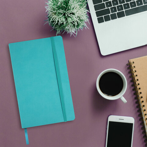 Блокнот-скетчбук А5 (130х210 мм), BRAUBERG ULTRA, под кожу, 80 г/м2, 96 л., без линовки, бирюзовый, 113023