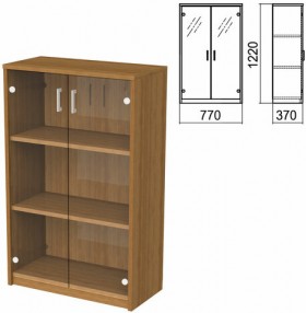 Шкаф закрытый со стеклом "Арго", 770х370х1220 мм, орех (КОМПЛЕКТ)