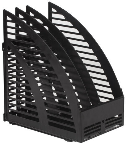 Лоток вертикальный для бумаг STAFF, 245х165х285 мм, 3 отделения, сетчатый, сборный, черный, 237293