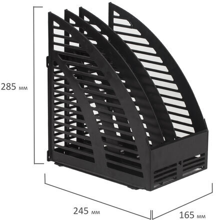 Лоток вертикальный для бумаг STAFF, 245х165х285 мм, 3 отделения, сетчатый, сборный, черный, 237293
