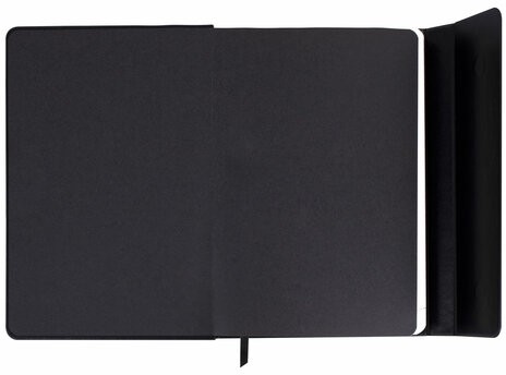 Ежедневник недатированный А5 (148x218 мм), ОФИСМАГ, под кожу, магнитный клапан, 160 л., черный, 115082